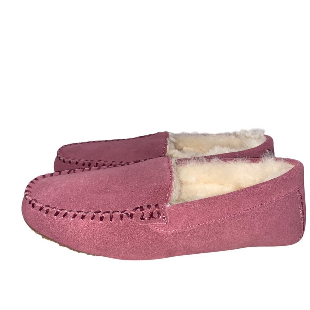 The Vermont Country Store mauve cow suede slip on moccasins shearling lined 8 - Picture 5 of 11